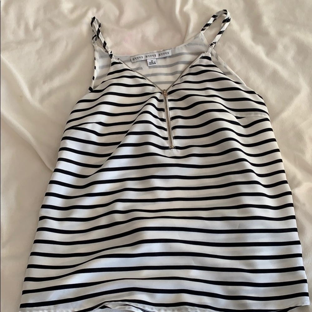 Black and White Striped Halter Top
